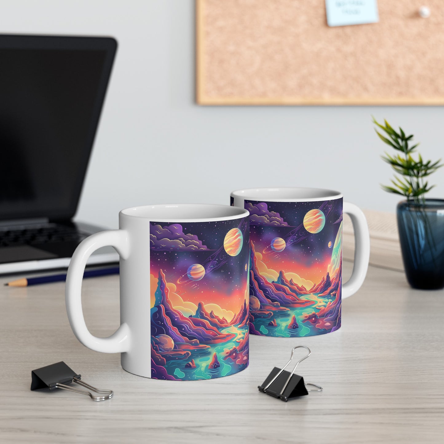 Cartoonish Cosmic Landscape D - Ceramic Mug Collection