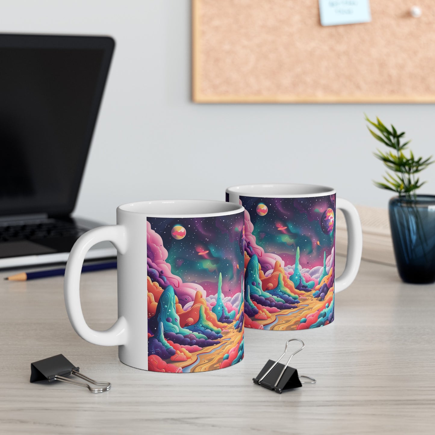 Cartoonish Cosmic Landscape B - Ceramic Mug Collection