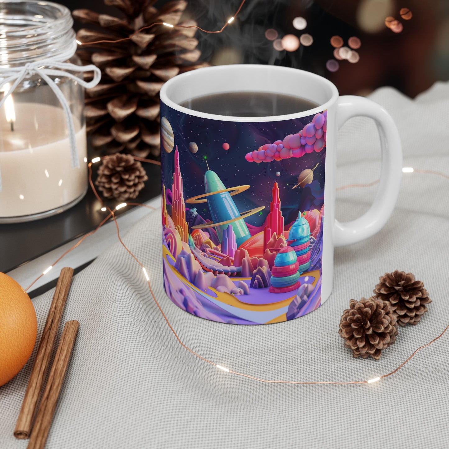 Cartoonish Cosmic Landscape C - Ceramic Mug Collection