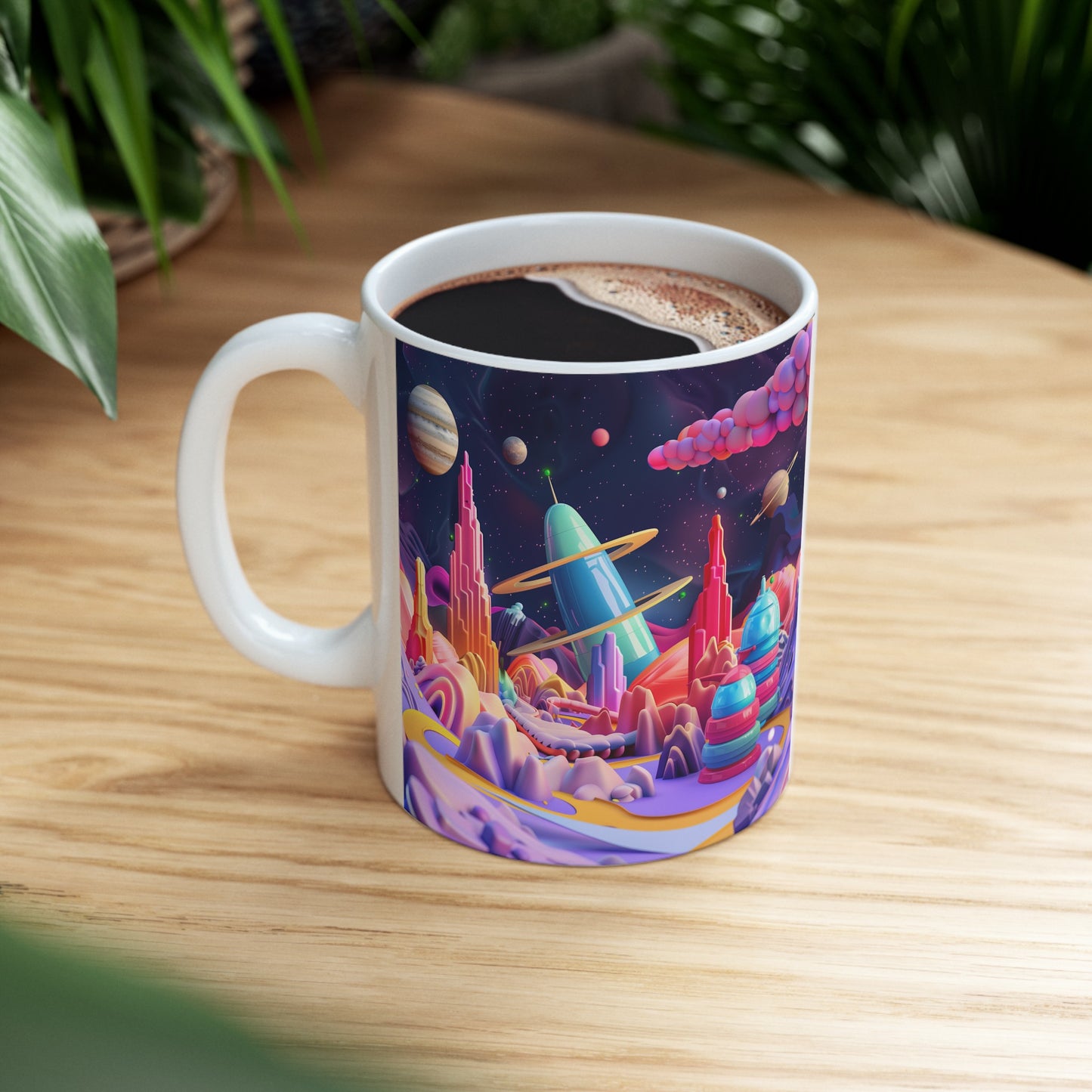 Cartoonish Cosmic Landscape C - Ceramic Mug Collection