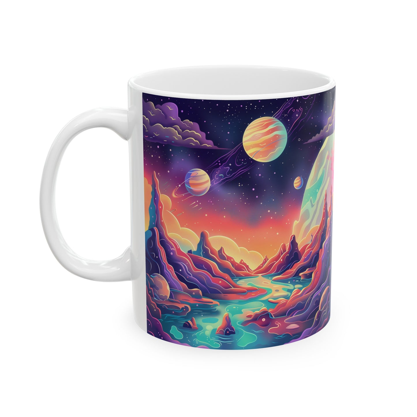 Cartoonish Cosmic Landscape D - Ceramic Mug Collection