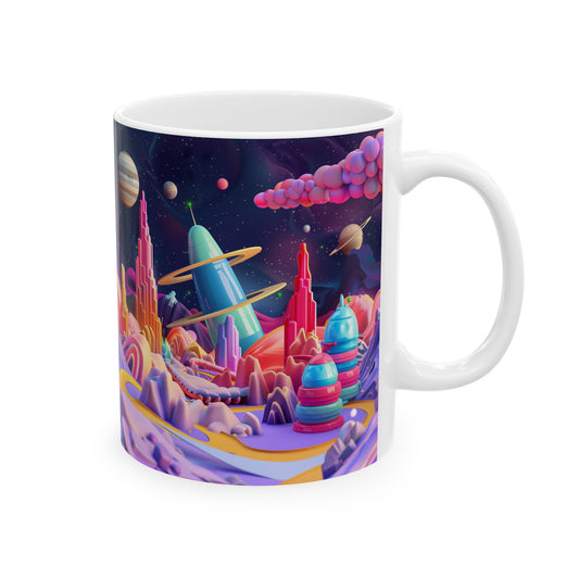 Cartoonish Cosmic Landscape C - Ceramic Mug Collection