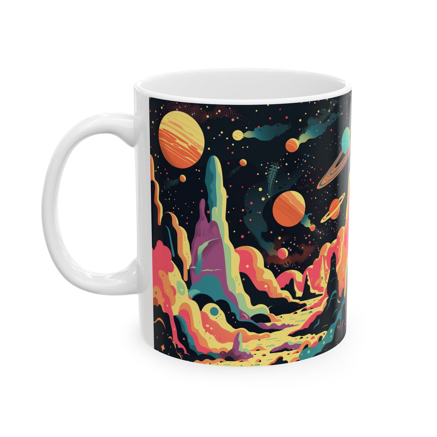 Cartoonish Cosmic Landscape A - Ceramic Mug Collection