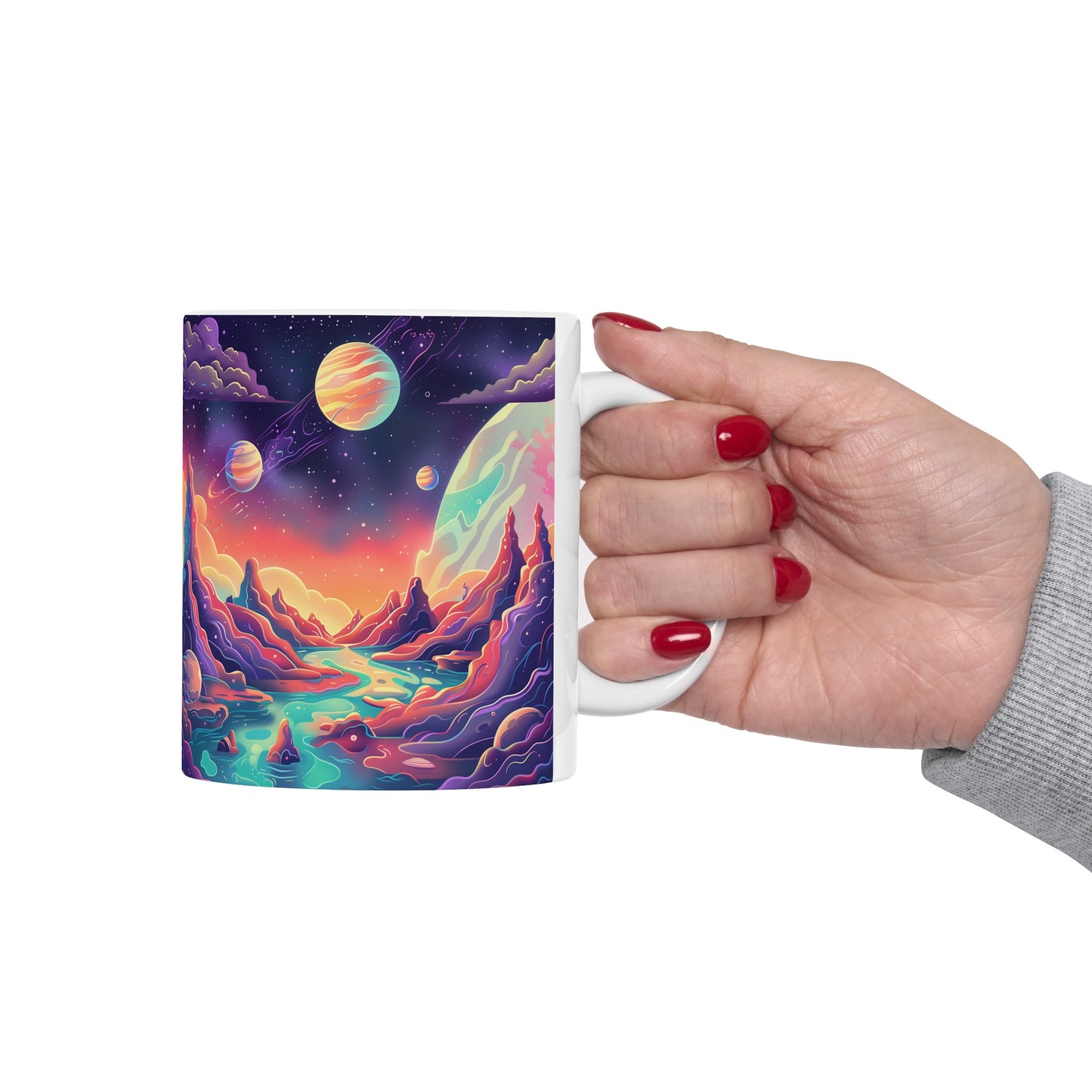 Cartoonish Cosmic Landscape D - Ceramic Mug Collection