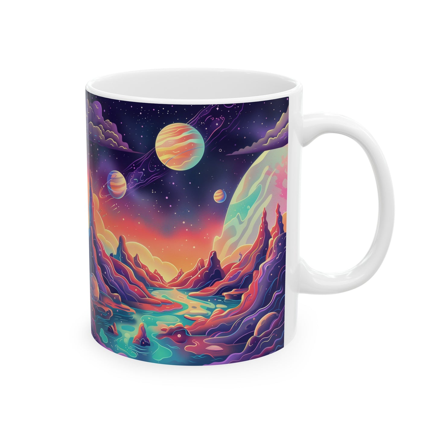 Cartoonish Cosmic Landscape D - Ceramic Mug Collection