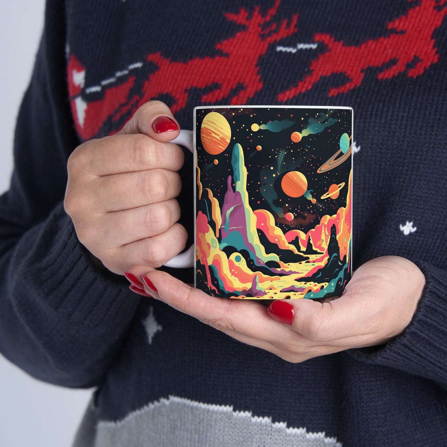 Cartoonish Cosmic Landscape A - Ceramic Mug Collection