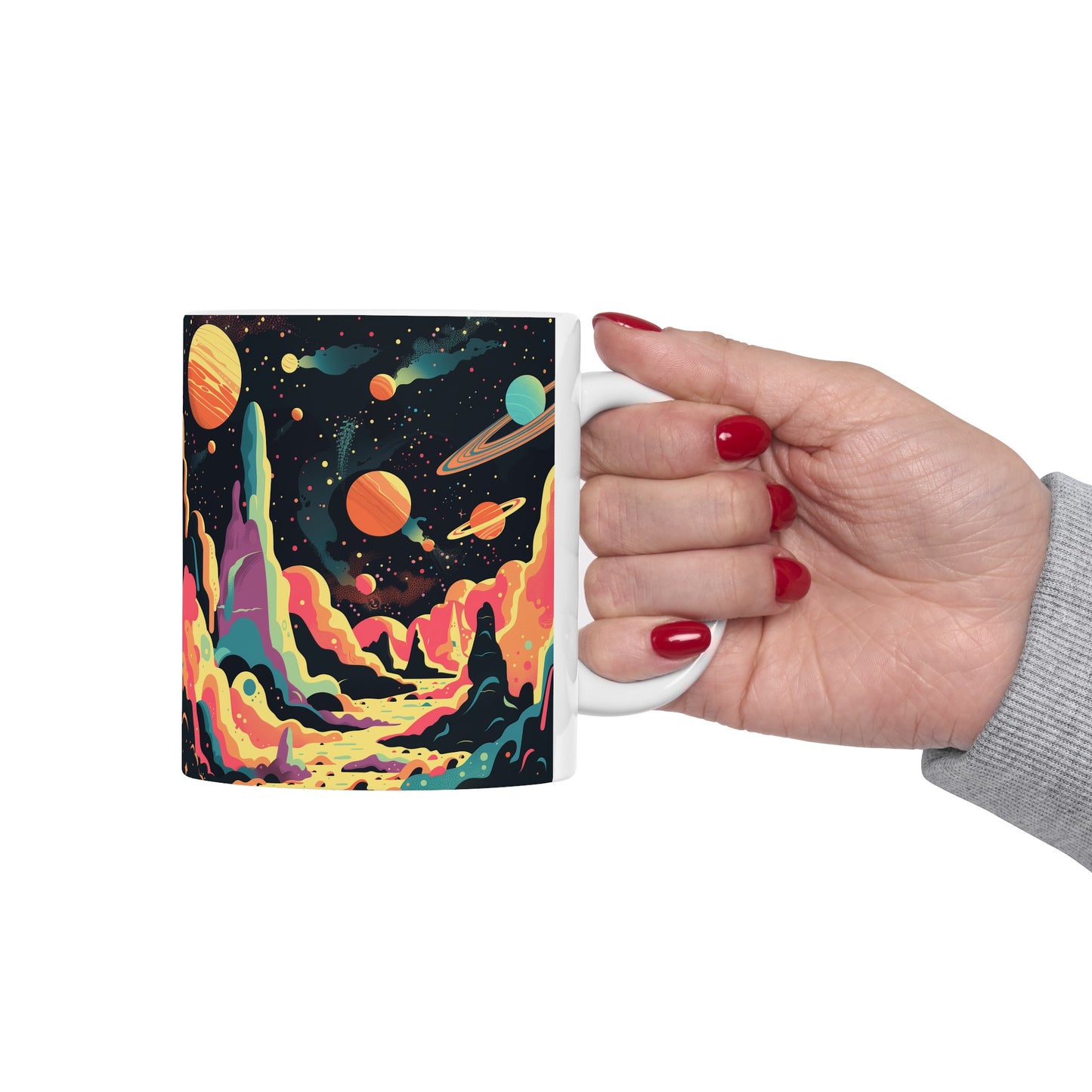 Cartoonish Cosmic Landscape A - Ceramic Mug Collection