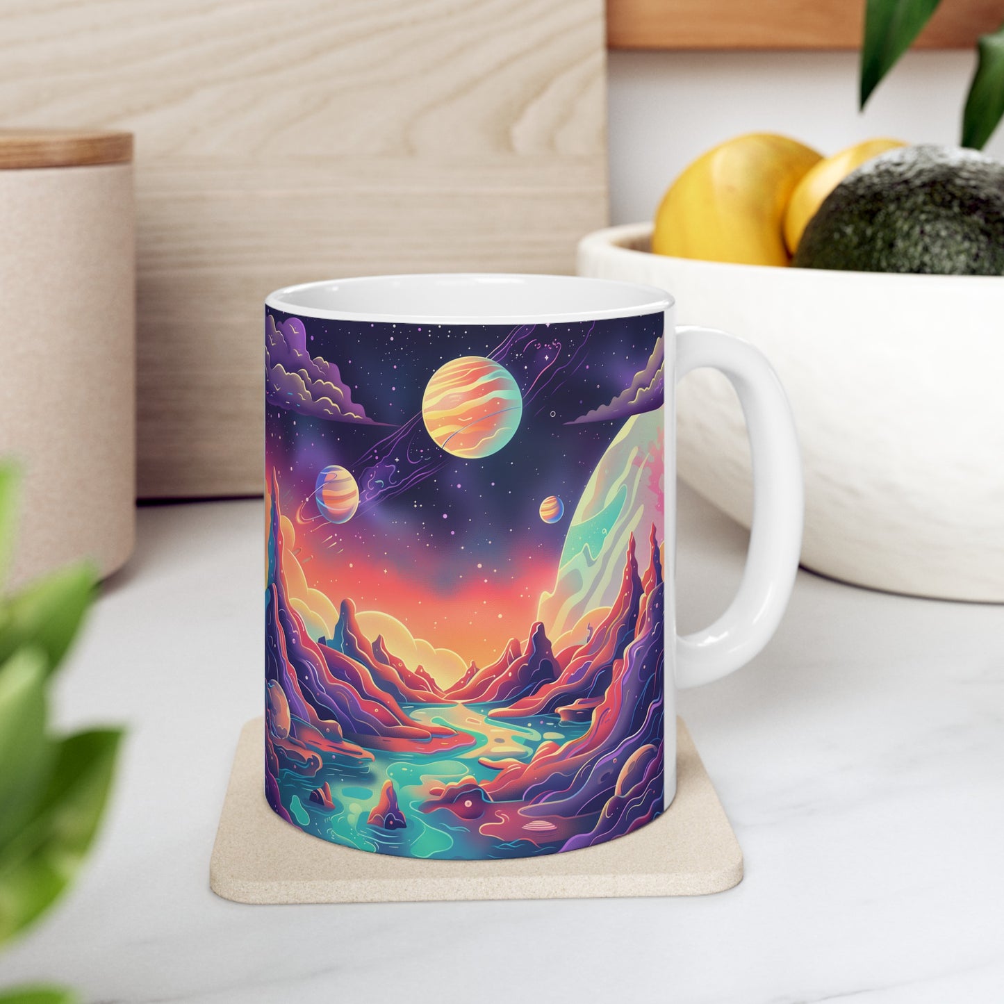 Cartoonish Cosmic Landscape D - Ceramic Mug Collection