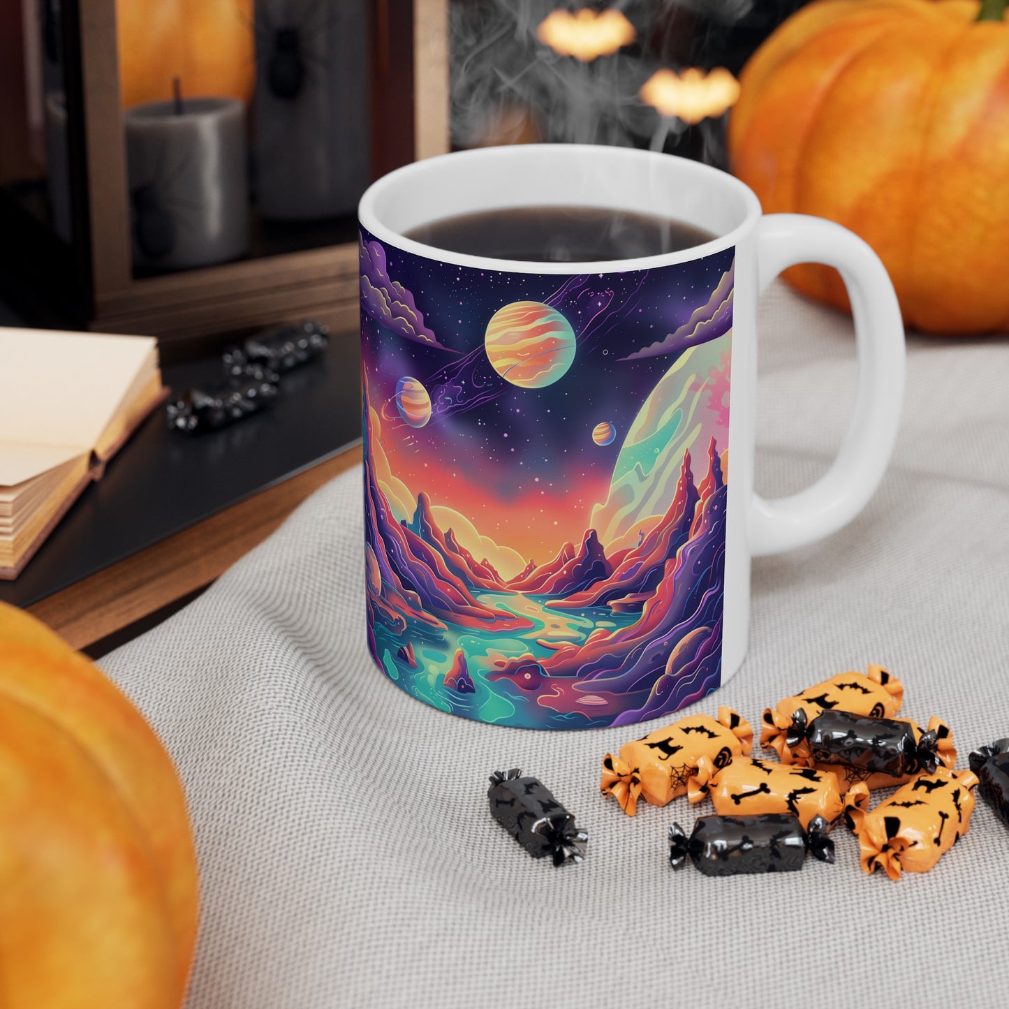 Cartoonish Cosmic Landscape D - Ceramic Mug Collection