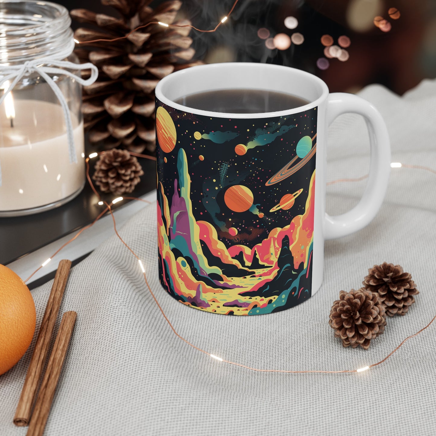 Cartoonish Cosmic Landscape A - Ceramic Mug Collection