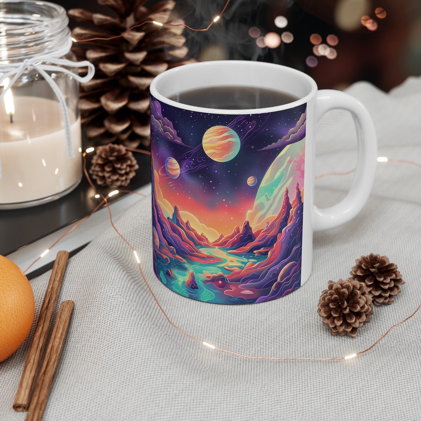 Cartoonish Cosmic Landscape D - Ceramic Mug Collection