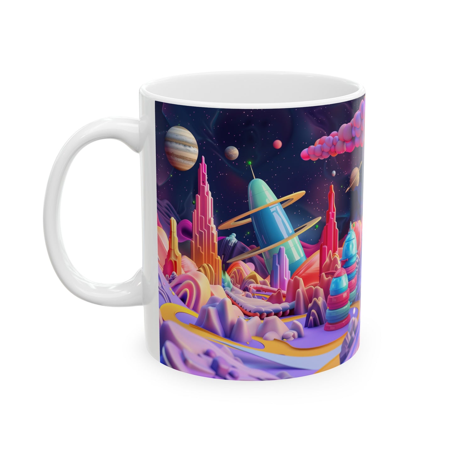 Cartoonish Cosmic Landscape C - Ceramic Mug Collection