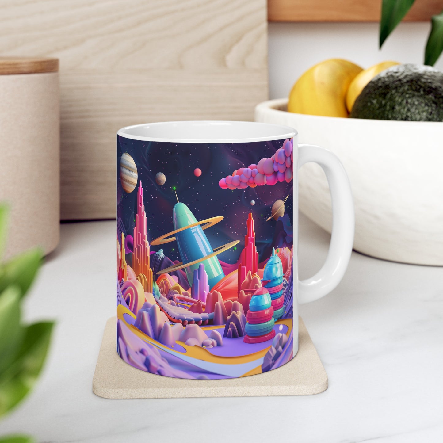 Cartoonish Cosmic Landscape C - Ceramic Mug Collection