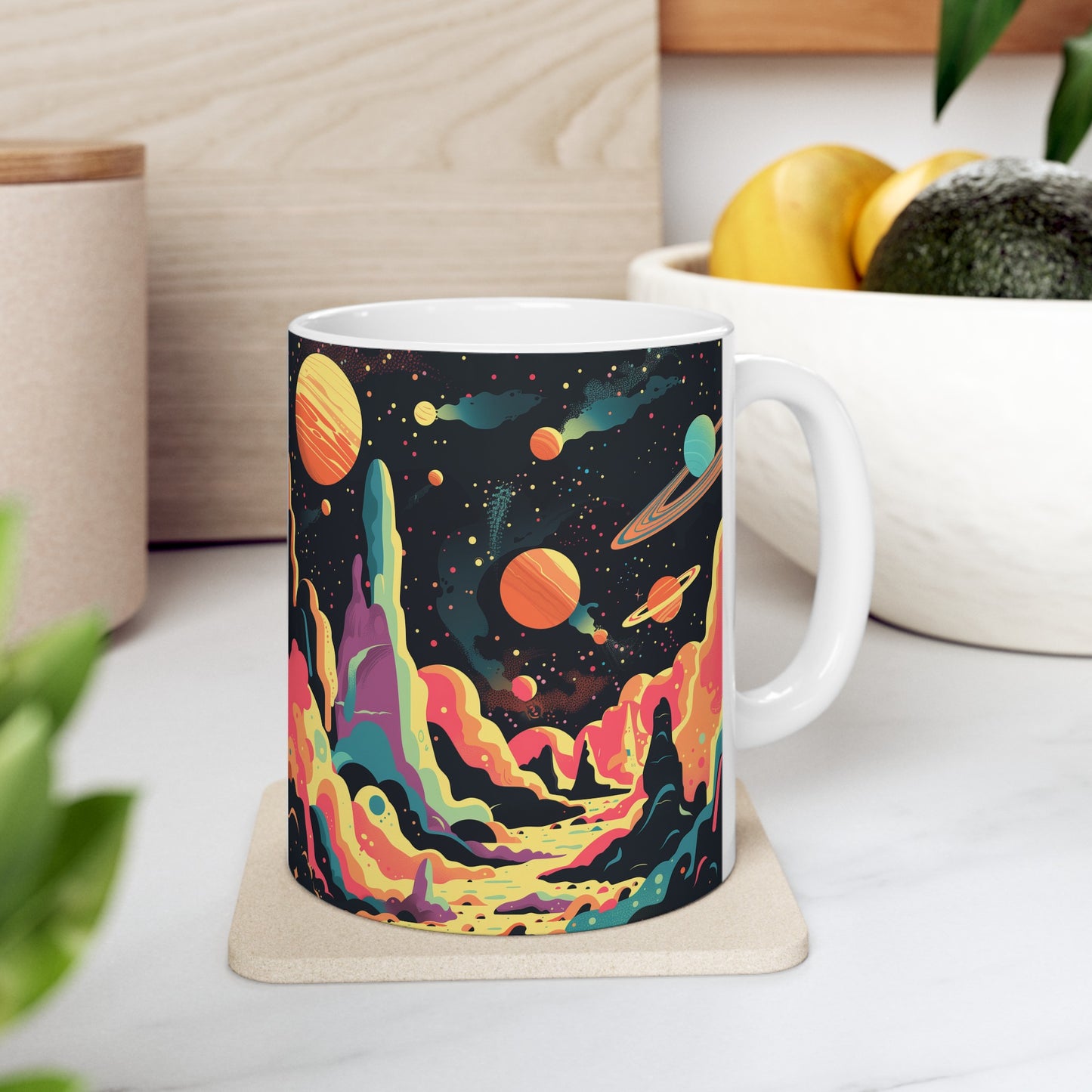 Cartoonish Cosmic Landscape A - Ceramic Mug Collection