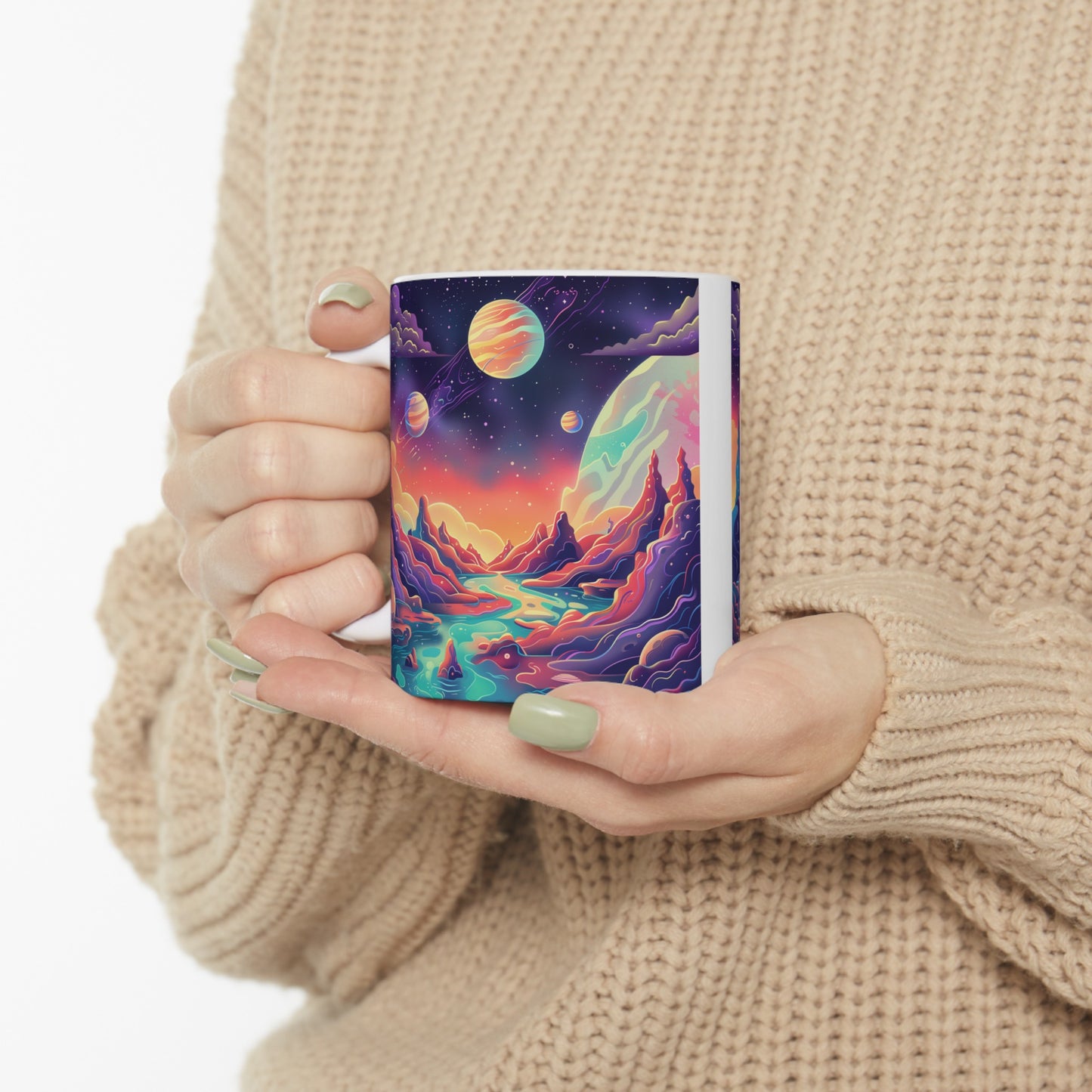 Cartoonish Cosmic Landscape D - Ceramic Mug Collection