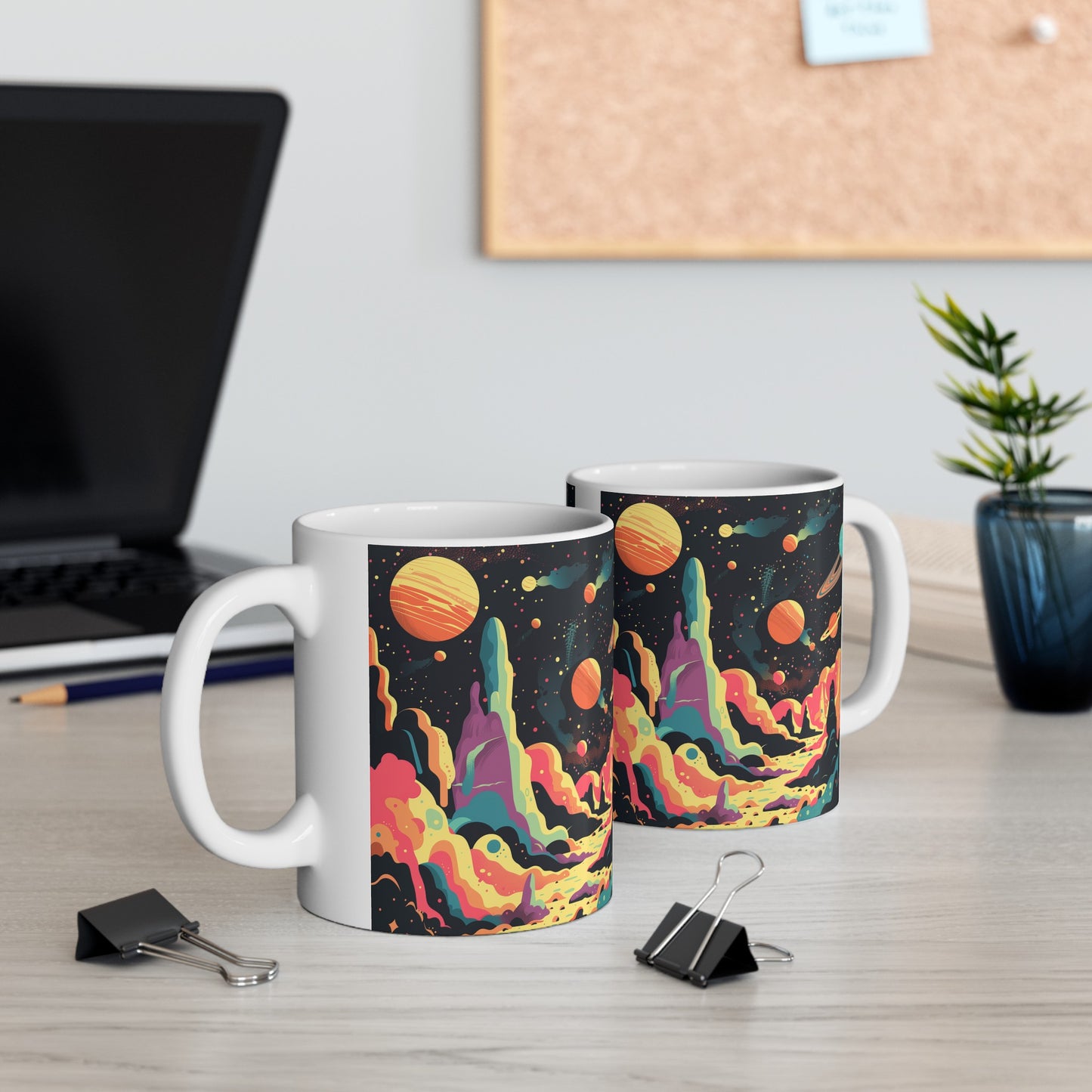 Cartoonish Cosmic Landscape A - Ceramic Mug Collection