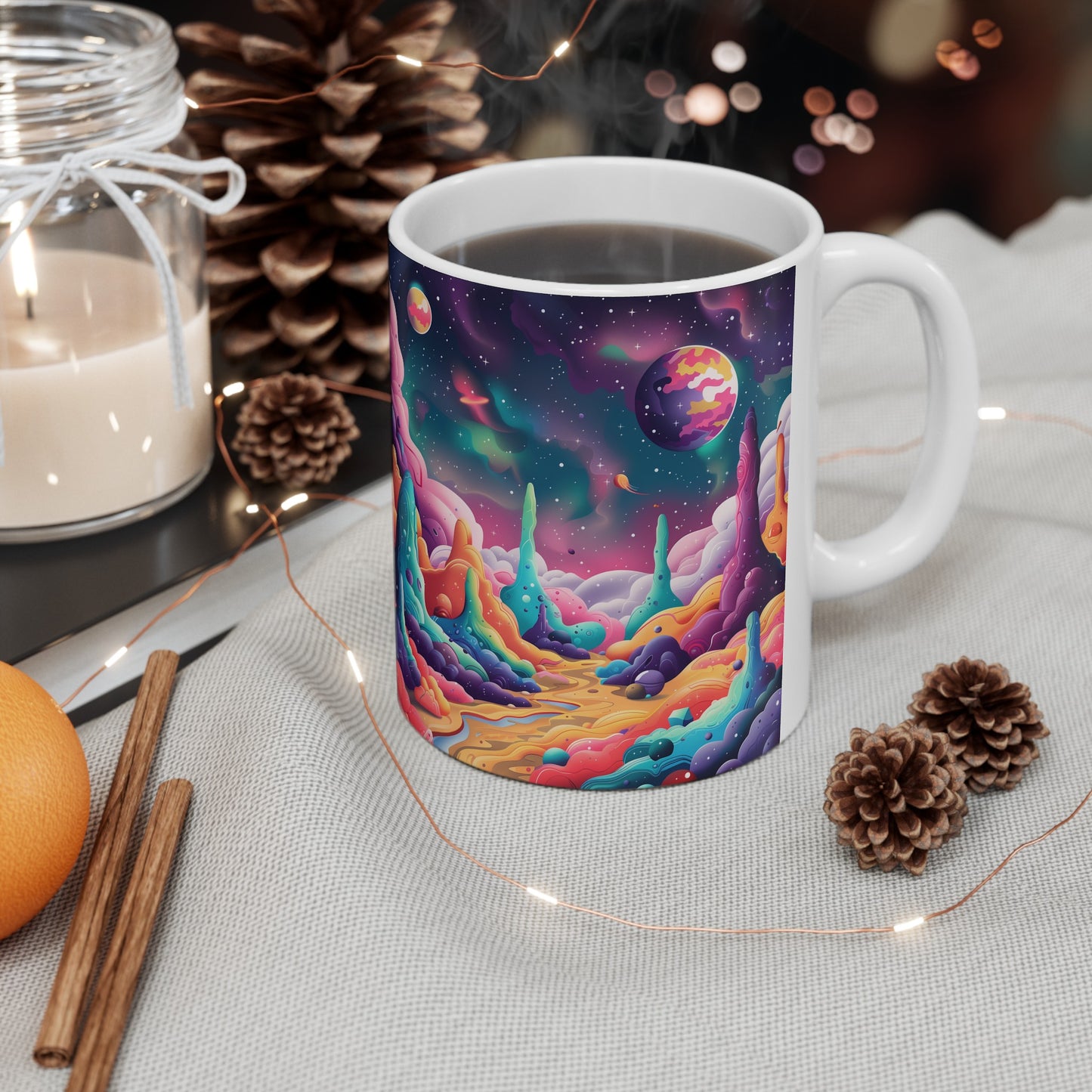 Cartoonish Cosmic Landscape B - Ceramic Mug Collection