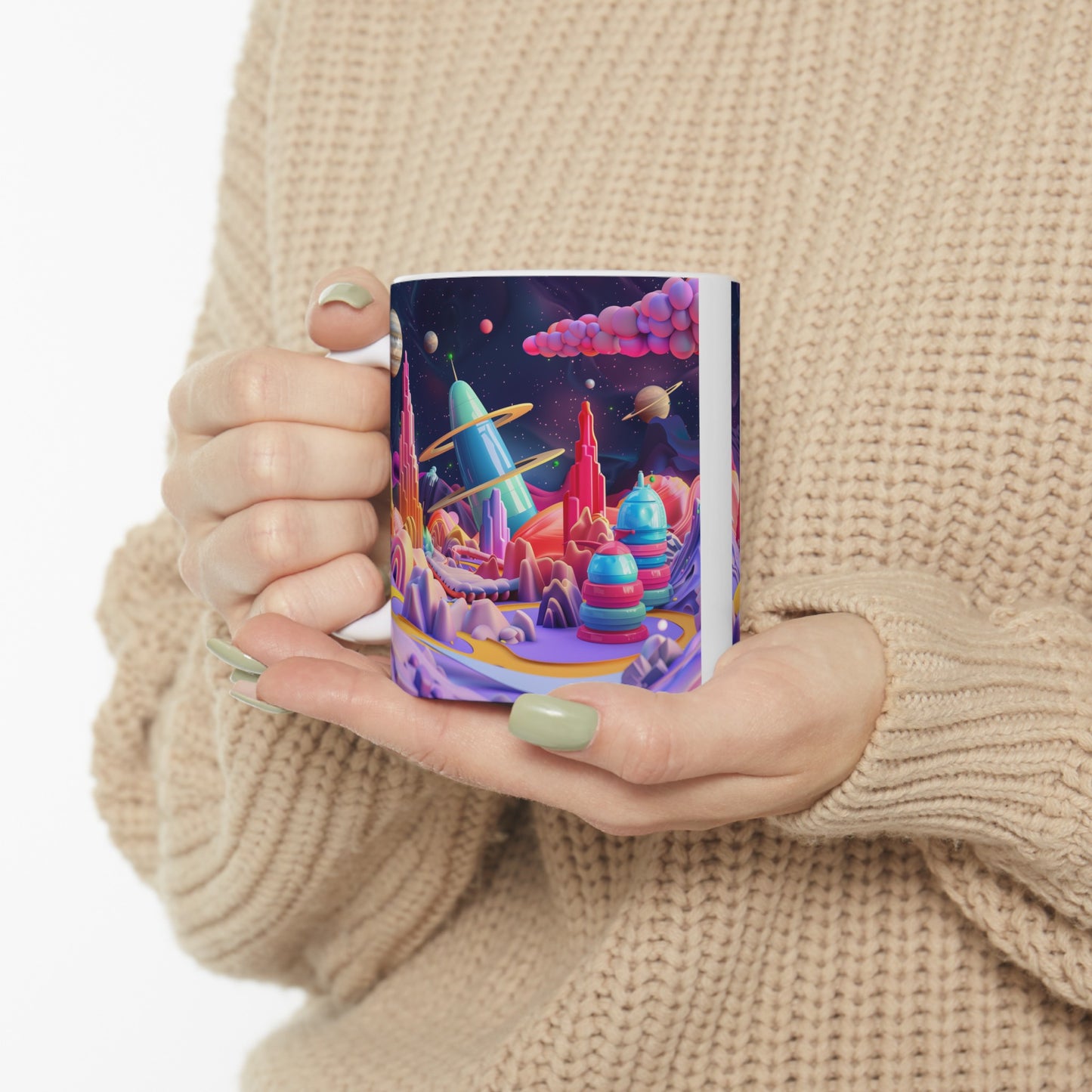 Cartoonish Cosmic Landscape C - Ceramic Mug Collection