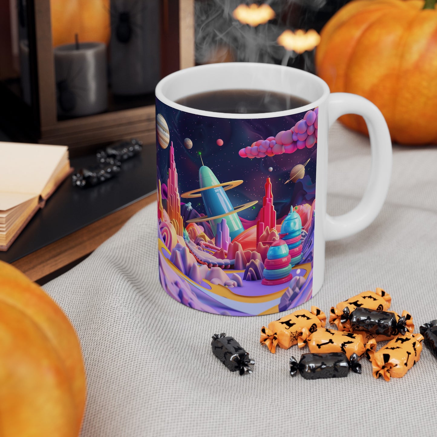 Cartoonish Cosmic Landscape C - Ceramic Mug Collection