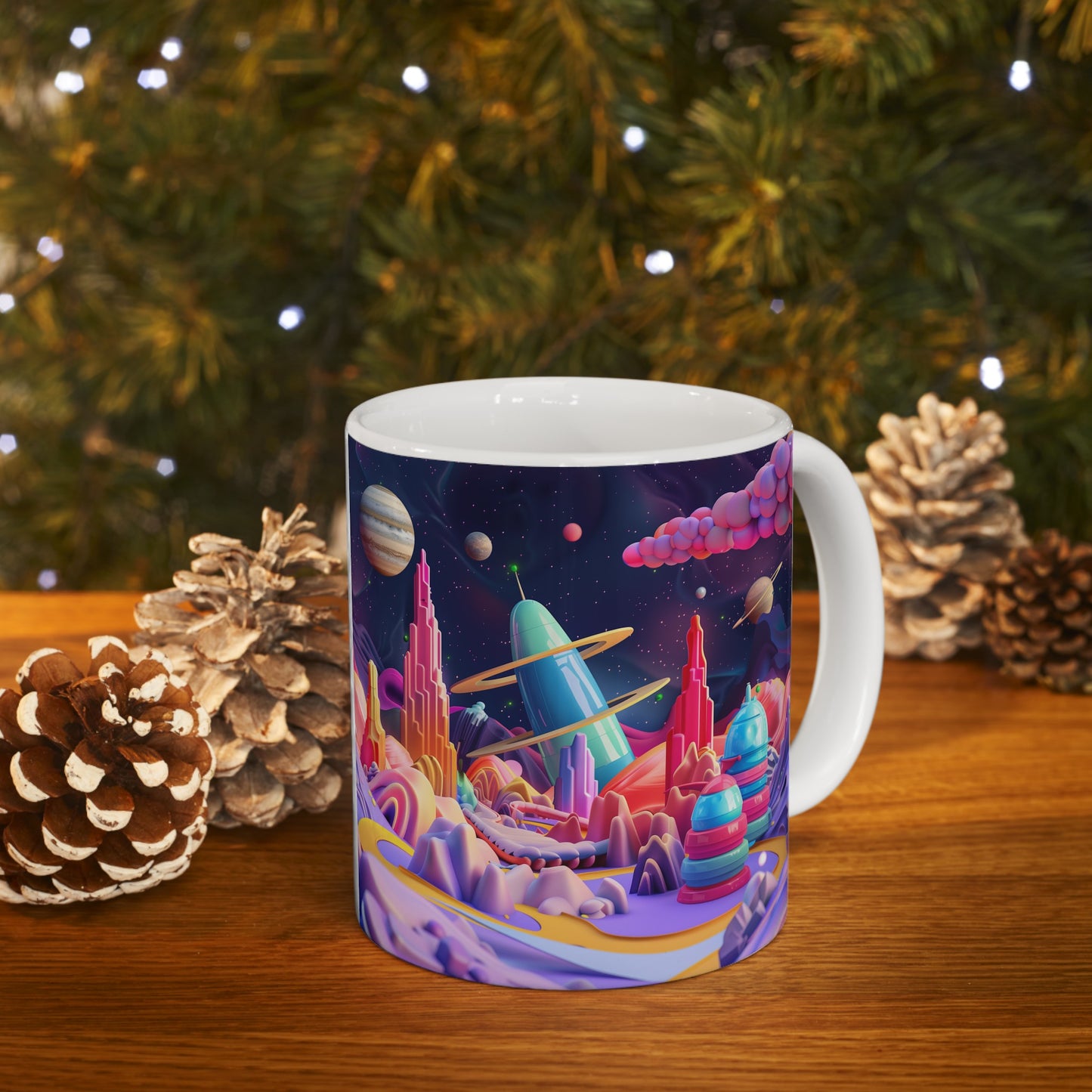 Cartoonish Cosmic Landscape C - Ceramic Mug Collection