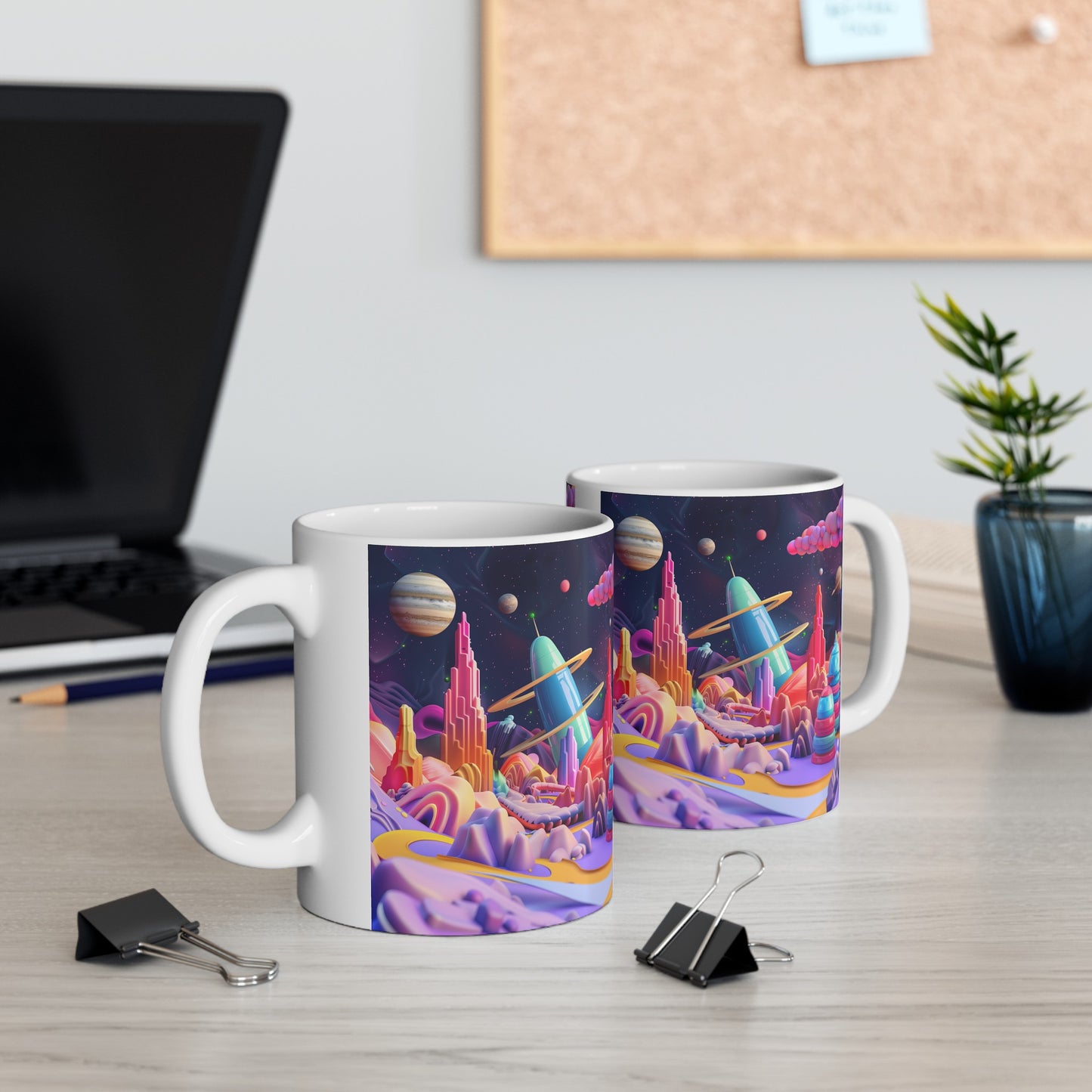 Cartoonish Cosmic Landscape C - Ceramic Mug Collection