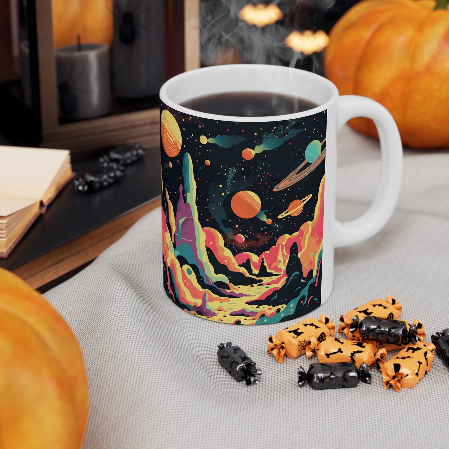 Cartoonish Cosmic Landscape A - Ceramic Mug Collection