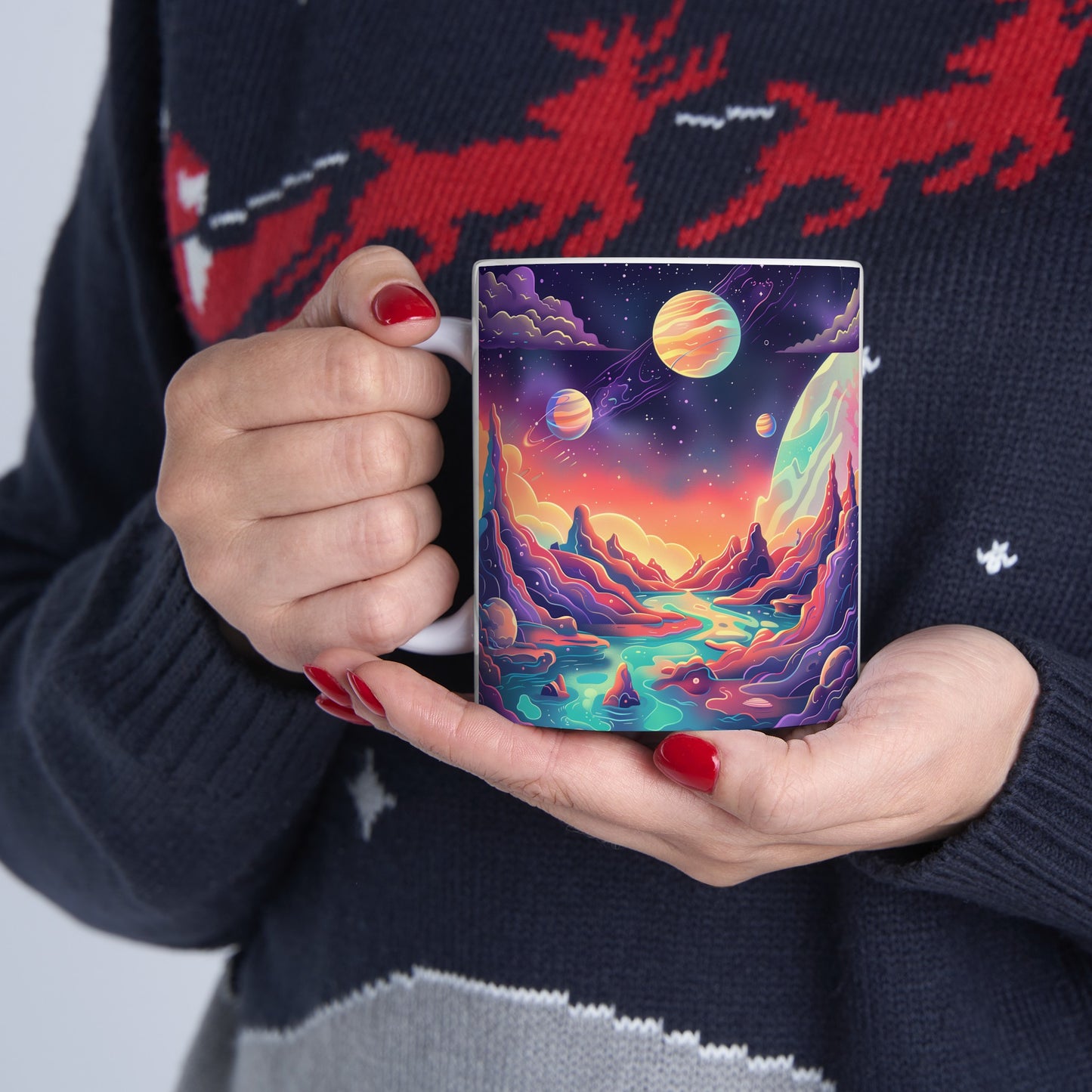 Cartoonish Cosmic Landscape D - Ceramic Mug Collection