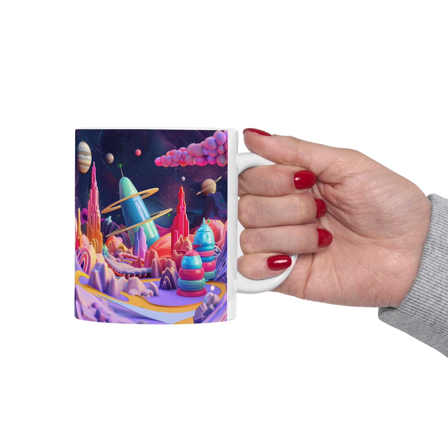 Cartoonish Cosmic Landscape C - Ceramic Mug Collection