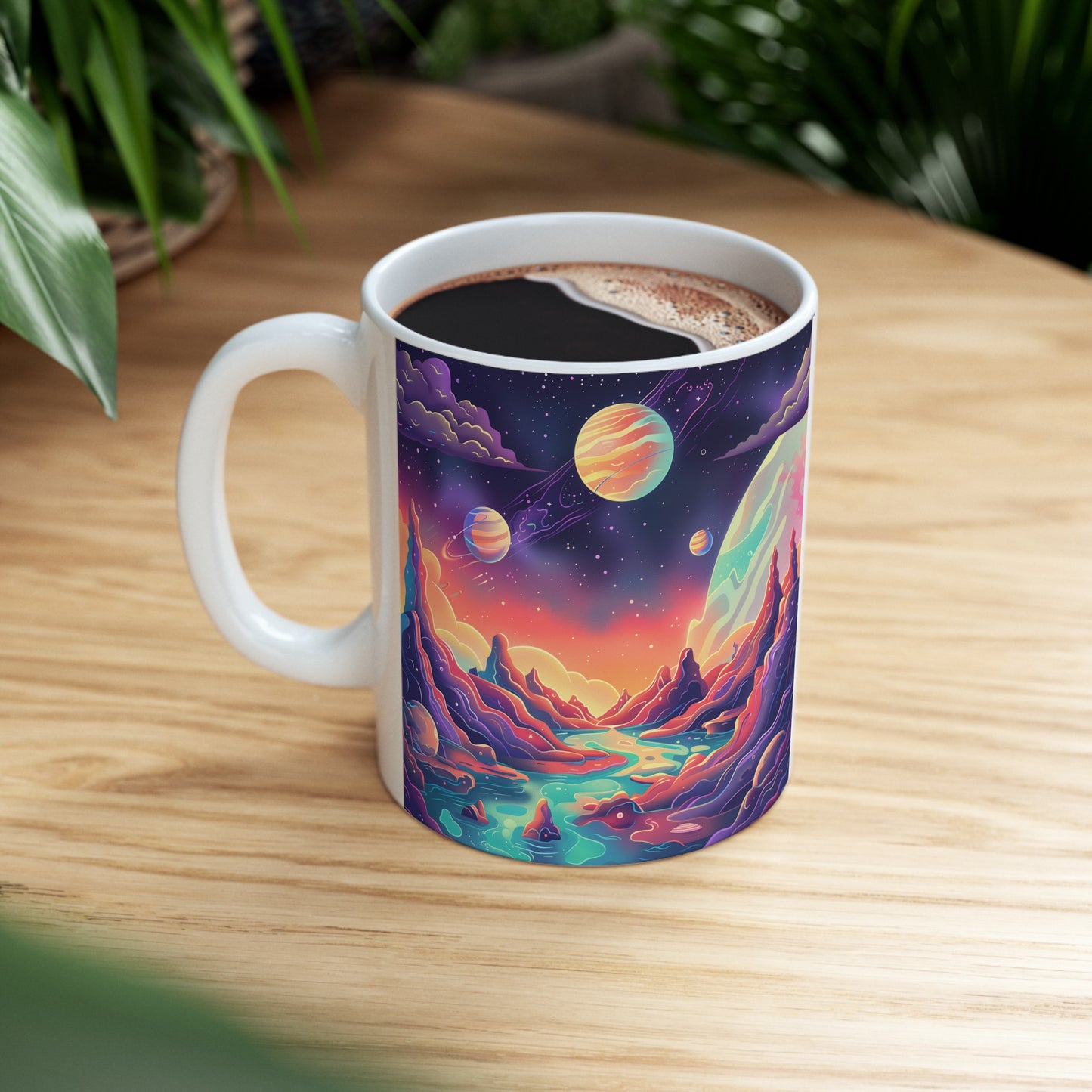 Cartoonish Cosmic Landscape D - Ceramic Mug Collection