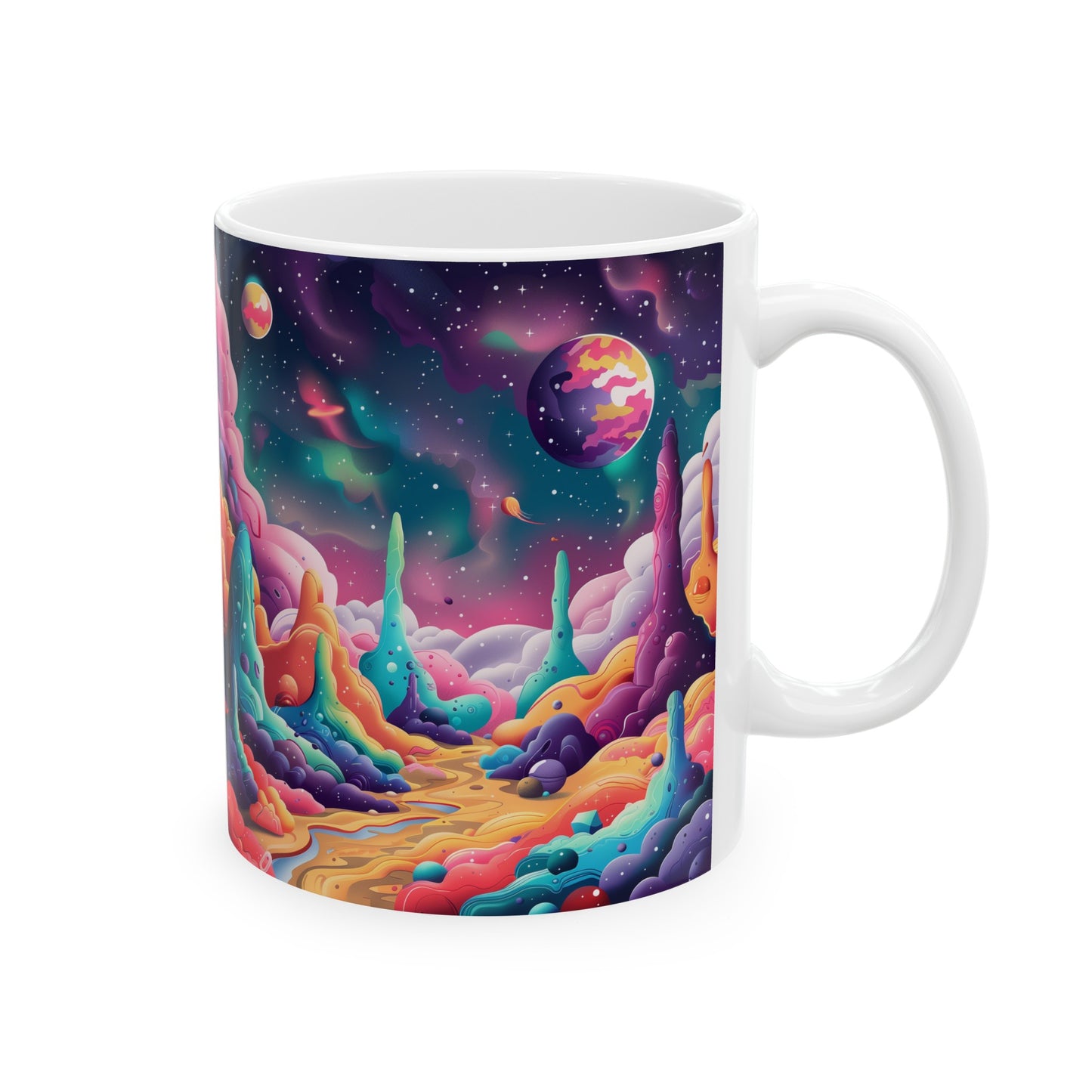 Cartoonish Cosmic Landscape B - Ceramic Mug Collection